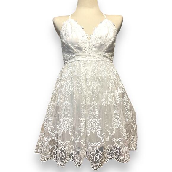 Maniju Romantic Interlude Embroidered Lace Dress White Small - Picture 3 of 11